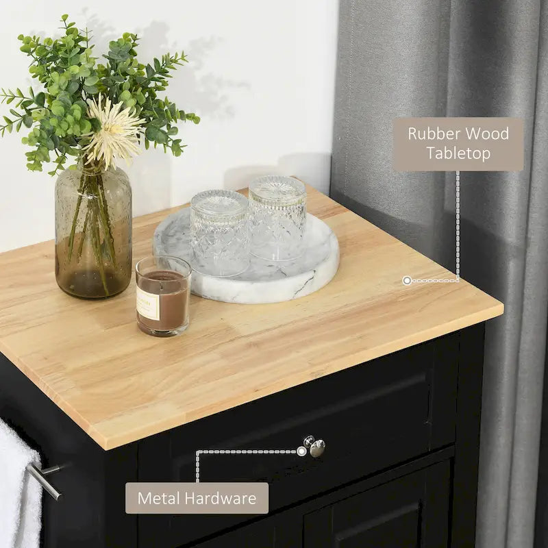Dessertes de cuisine roulantes avec tiroir, armoire et porte-serviettes, blanc crème
