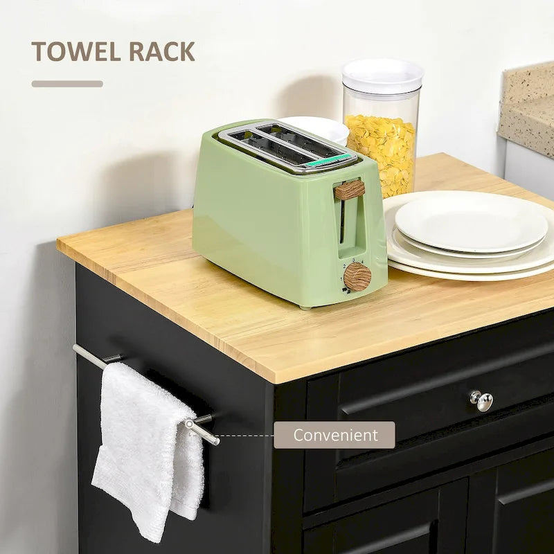 Dessertes de cuisine roulantes avec tiroir, armoire et porte-serviettes, blanc crème