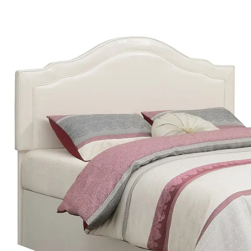 Tête de lit capitonnée grand lit Cream Camelback en similicuir blanc