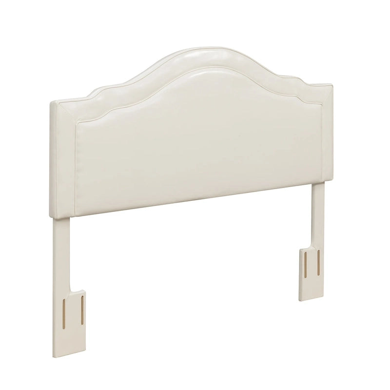 Tête de lit capitonnée grand lit Cream Camelback en similicuir blanc