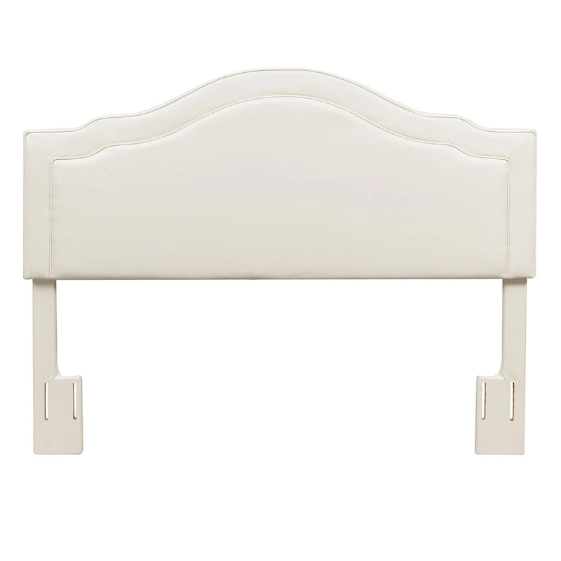 Tête de lit capitonnée grand lit Cream Camelback en similicuir blanc