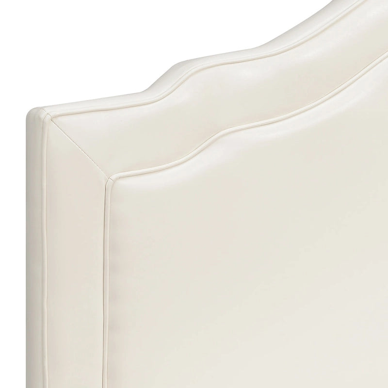 Tête de lit capitonnée grand lit Cream Camelback en similicuir blanc