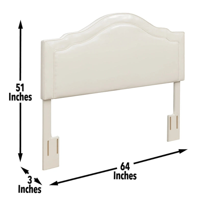 Tête de lit capitonnée grand lit Cream Camelback en similicuir blanc