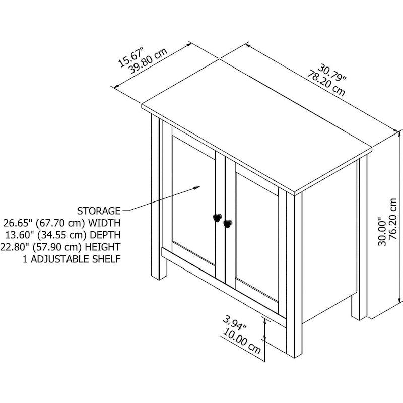 Meuble de rangement d'appoint au sol à deux portes style ferme moderne avec étagère réglable, gris et blanc shiplap