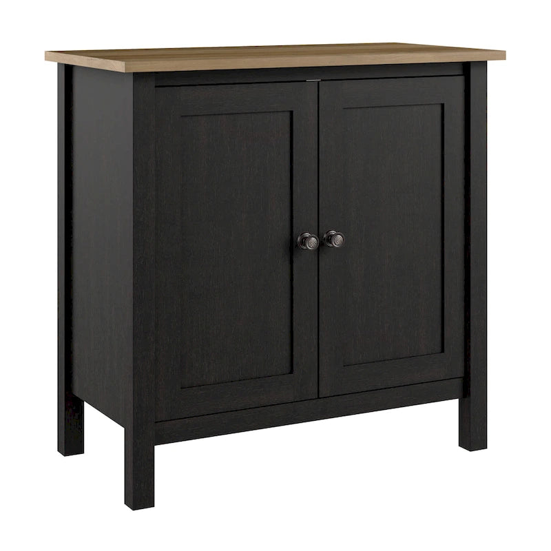 Meuble de rangement d'appoint au sol à deux portes style ferme moderne avec étagère réglable, gris et blanc shiplap