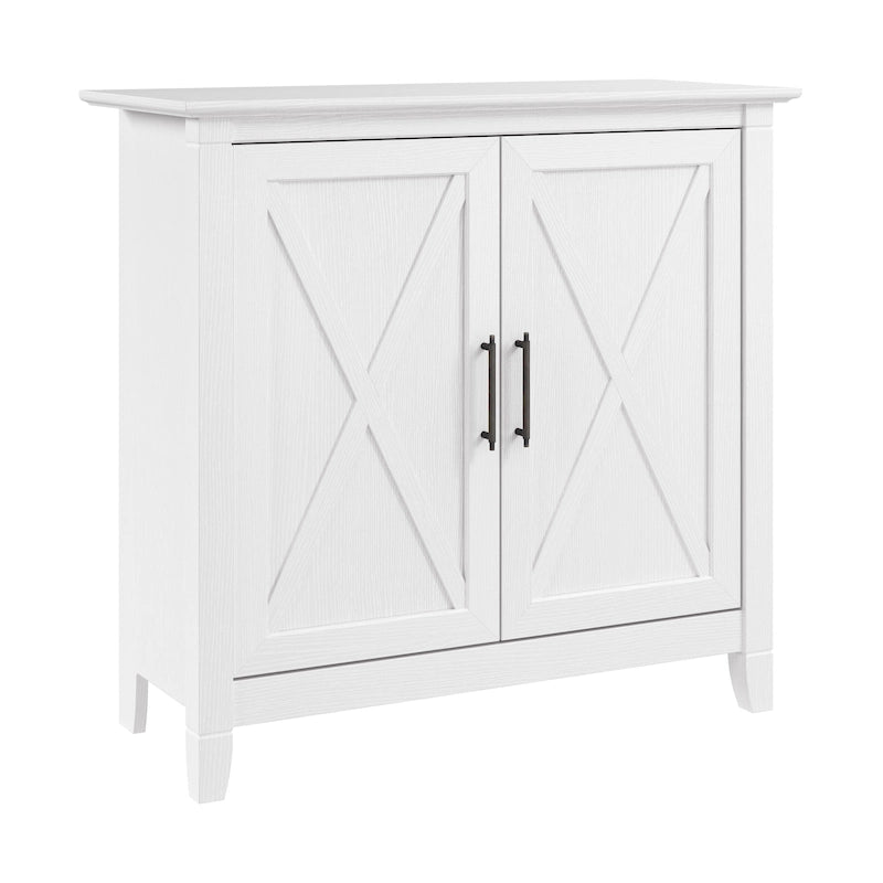 Petit meuble de rangement 2 portes style ferme avec motifs en X, gris Cape Cod
