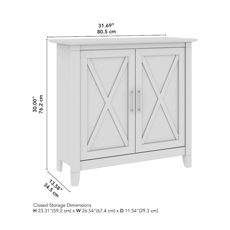 Petit meuble de rangement 2 portes style ferme avec motifs en X, gris Cape Cod