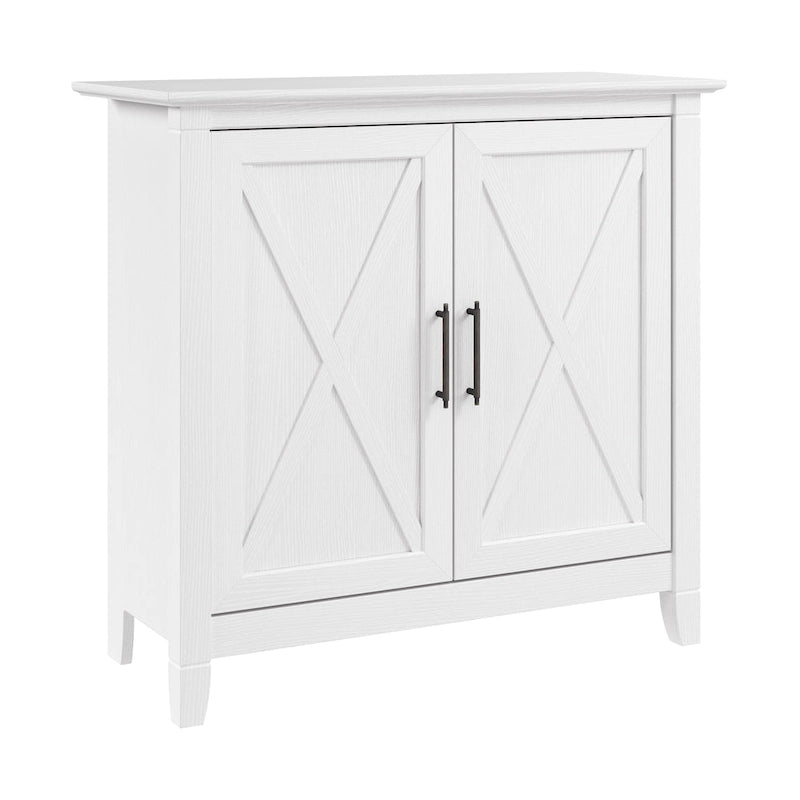 Petit meuble de rangement 2 portes style ferme avec motifs en X, gris Cape Cod