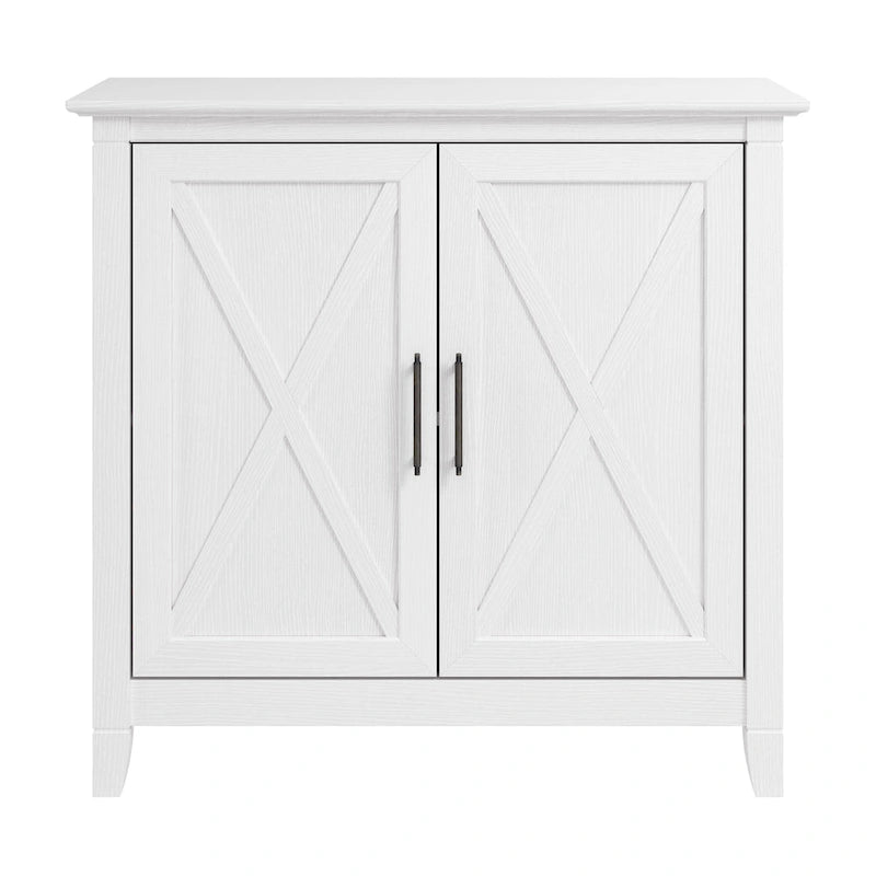 Petit meuble de rangement 2 portes style ferme avec motifs en X, gris Cape Cod