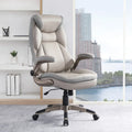 Fauteuil de bureau de direction grand dossier en cuir reconstitué avec accoudoirs relevables Taupe