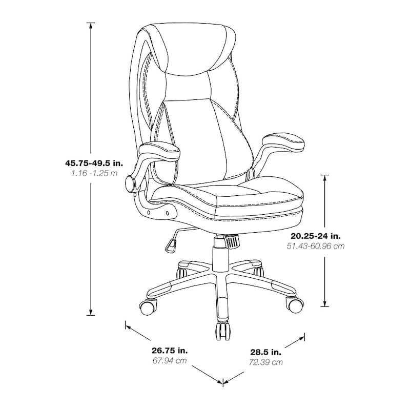 Fauteuil de bureau de direction grand dossier en cuir reconstitué avec accoudoirs relevables Taupe