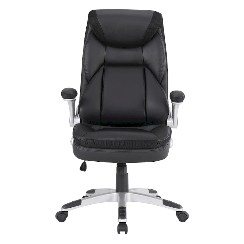 Fauteuil de bureau de direction grand dossier en cuir reconstitué avec accoudoirs relevables Taupe