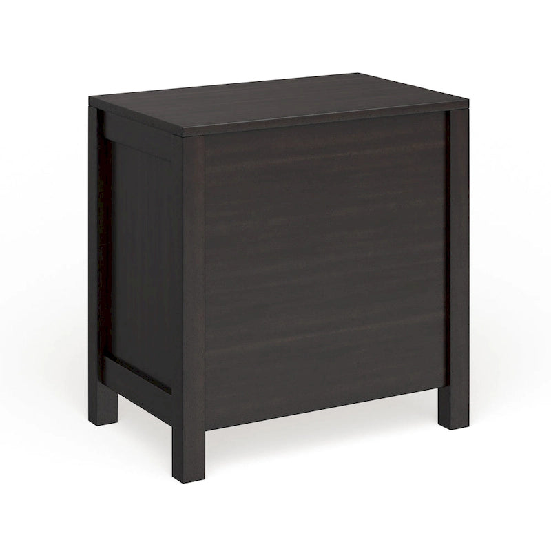 Table de chevet en bois massif à 2 tiroirs avec poignées en métal Espresso Gris Chêne clair Blanc