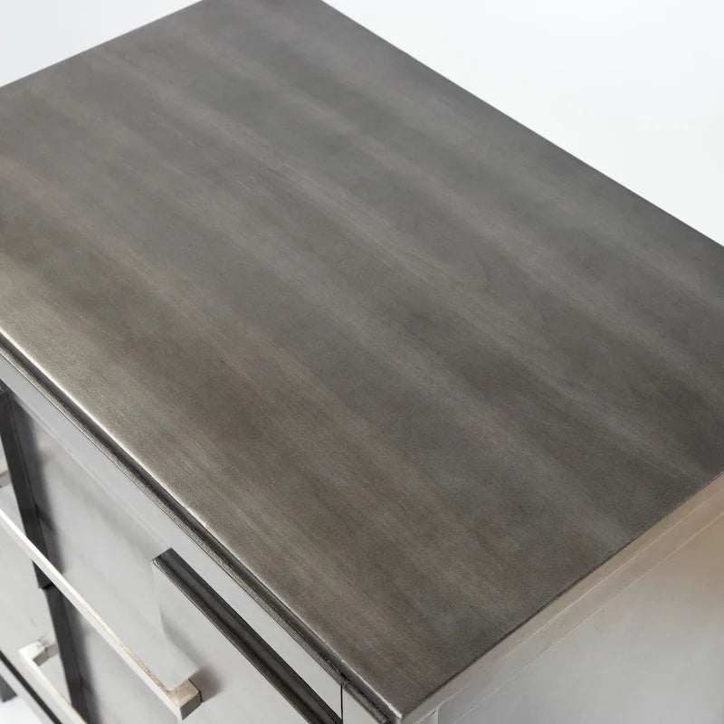 Table de chevet en bois massif à 2 tiroirs avec poignées en métal Espresso Gris Chêne clair Blanc