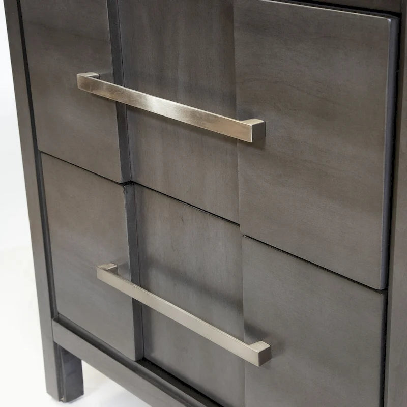 Table de chevet en bois massif à 2 tiroirs avec poignées en métal Espresso Gris Chêne clair Blanc