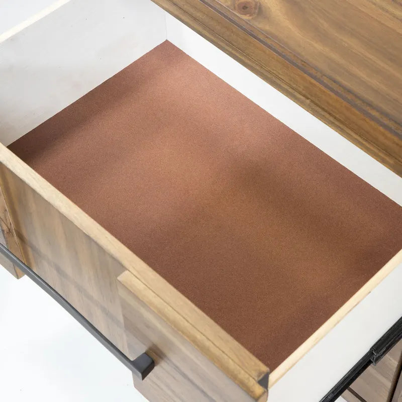 Table de chevet en bois massif à 2 tiroirs avec poignées en métal Espresso Gris Chêne clair Blanc
