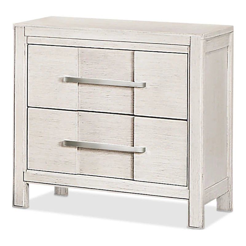 Table de chevet en bois massif à 2 tiroirs avec poignées en métal Espresso Gris Chêne clair Blanc