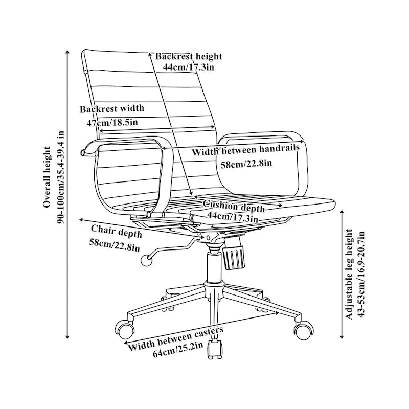 Chaise de bureau ergonomique pivotante côtelée avec accoudoirs chromés, revêtement en similicuir, multicolore