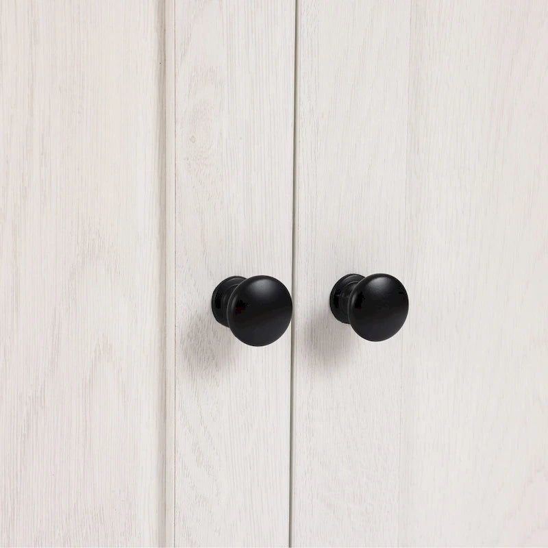 Armoire de rangement sur pied à deux portes (blanc et marron) avec étagères réglables