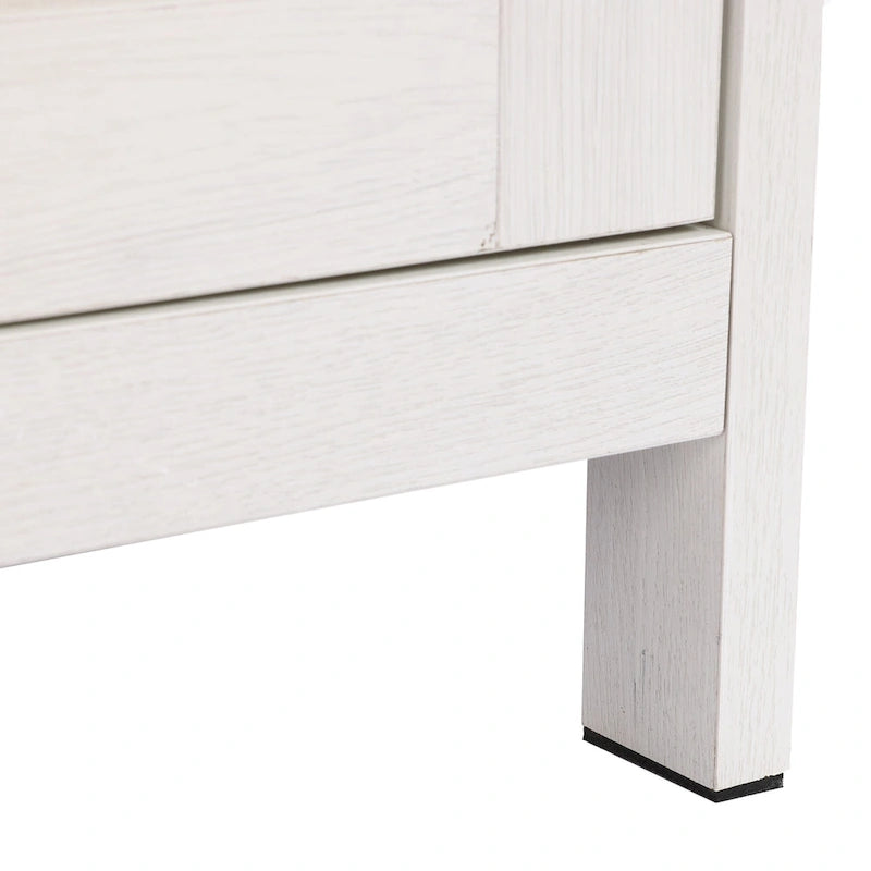 Armoire de rangement sur pied à deux portes (blanc et marron) avec étagères réglables