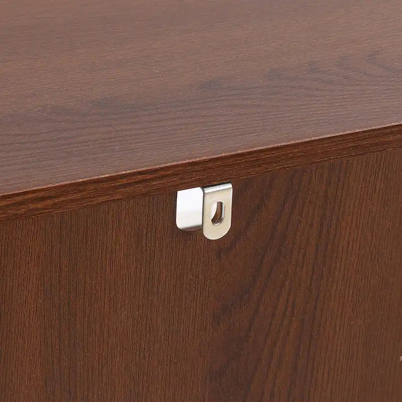 Armoire de rangement sur pied à deux portes (blanc et marron) avec étagères réglables