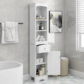 Meuble de rangement haut de salle de bain peint en blanc avec tiroir et étagères réglables
