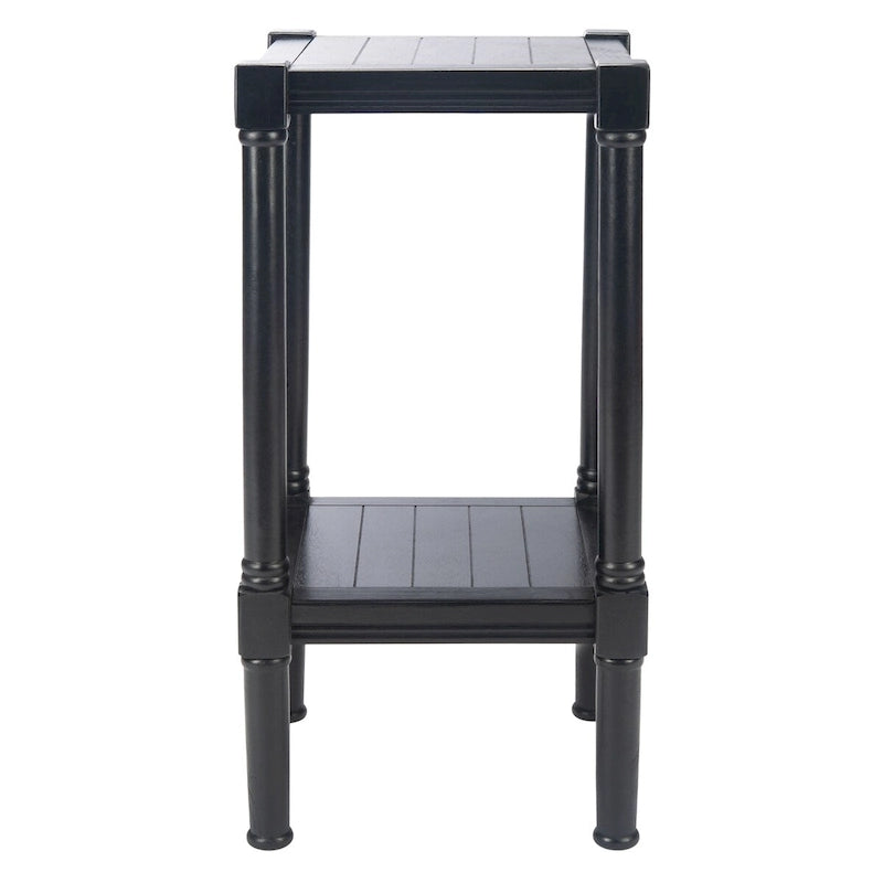 Table d'appoint carrée avec étagère inférieure, marron et noir