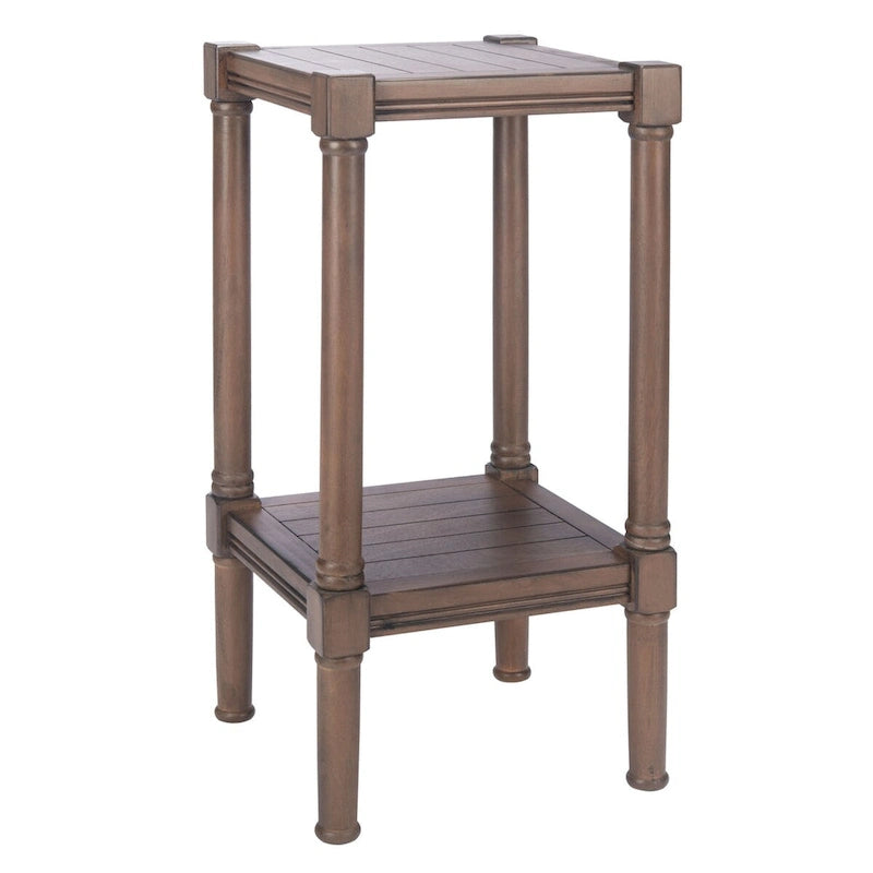 Table d'appoint carrée avec étagère inférieure, marron et noir