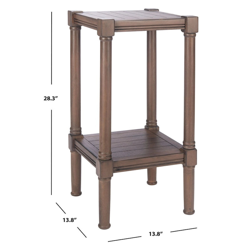 Table d'appoint carrée avec étagère inférieure, marron et noir
