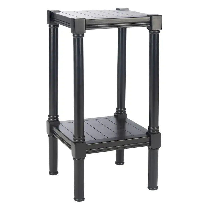 Table d'appoint carrée avec étagère inférieure, marron et noir