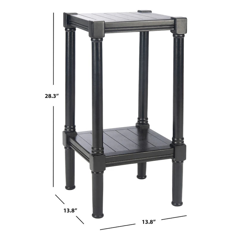 Table d'appoint carrée avec étagère inférieure, marron et noir