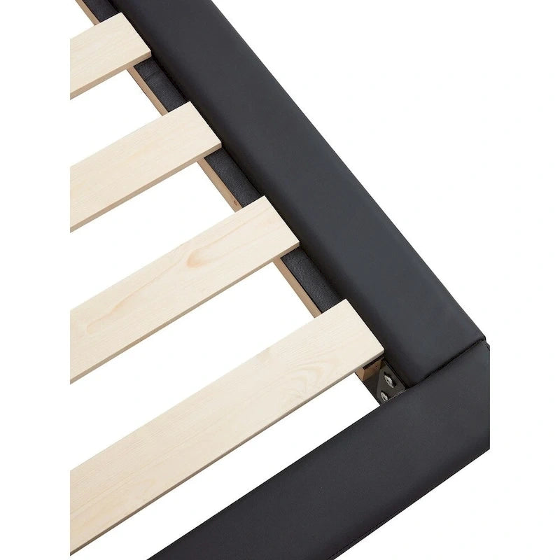 Lit plateforme rembourré avec lumière LED à capteur et dossier ergonomique matelassé Noir Blanc