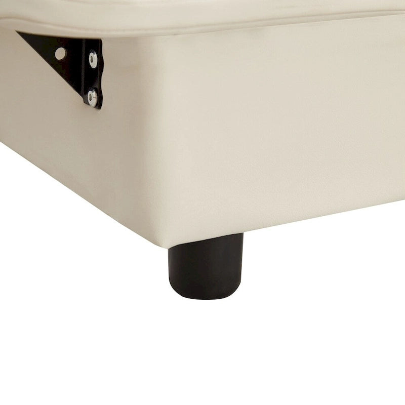 Lit plateforme rembourré avec lumière LED à capteur et dossier ergonomique matelassé Noir Blanc