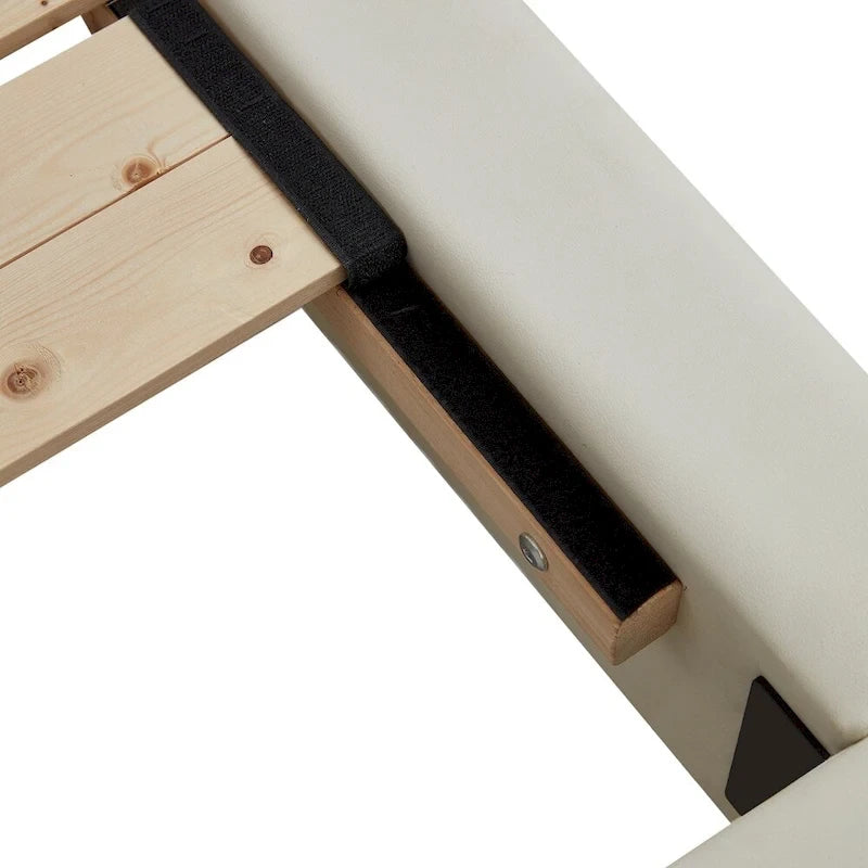 Lit plateforme rembourré avec lumière LED à capteur et dossier ergonomique matelassé Noir Blanc