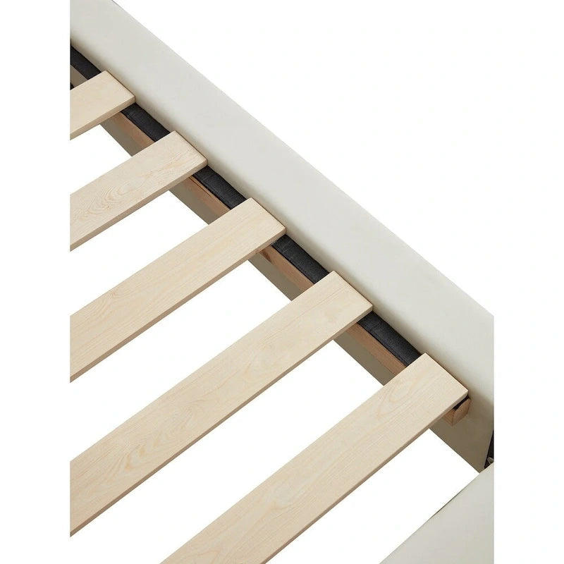 Lit plateforme rembourré avec lumière LED à capteur et dossier ergonomique matelassé Noir Blanc
