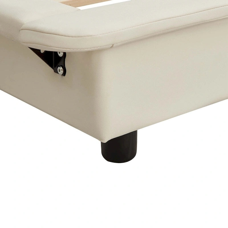 Lit plateforme rembourré avec lumière LED à capteur et dossier ergonomique matelassé Noir Blanc