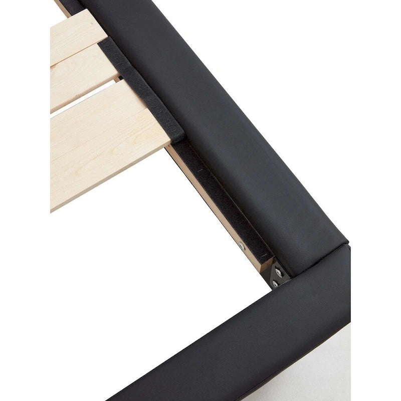 Lit plateforme rembourré avec lumière LED à capteur et dossier ergonomique matelassé Noir Blanc