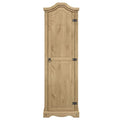 Armoire de hall en pin massif à une porte avec quincaillerie en métal, brun antique