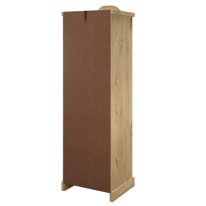 Armoire de hall en pin massif à une porte avec quincaillerie en métal, brun antique
