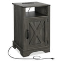 Farmhouse Nightstand with Charging Station and Barn Door