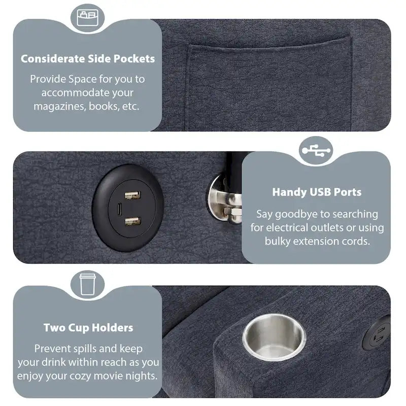 Canapé-Lit Convertible avec Ports USB et Poches de Rangement Beige
