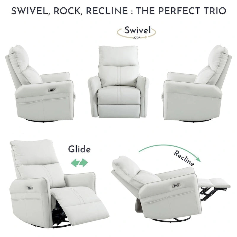 Fauteuil inclinable, pivotant et basculant 270 avec ports de chargement USB