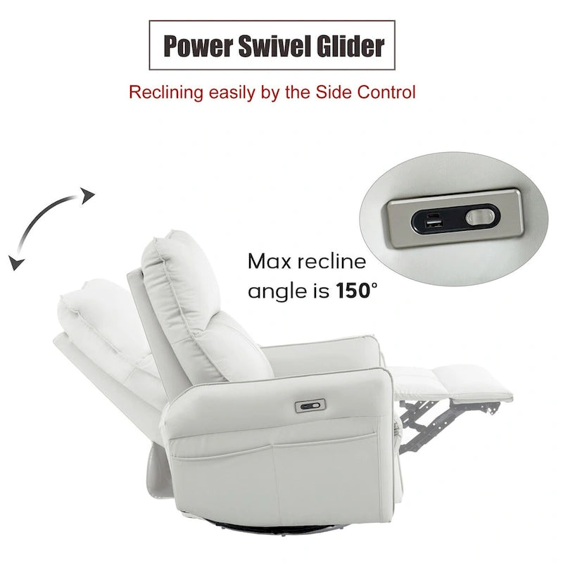 Fauteuil inclinable, pivotant et basculant 270 avec ports de chargement USB