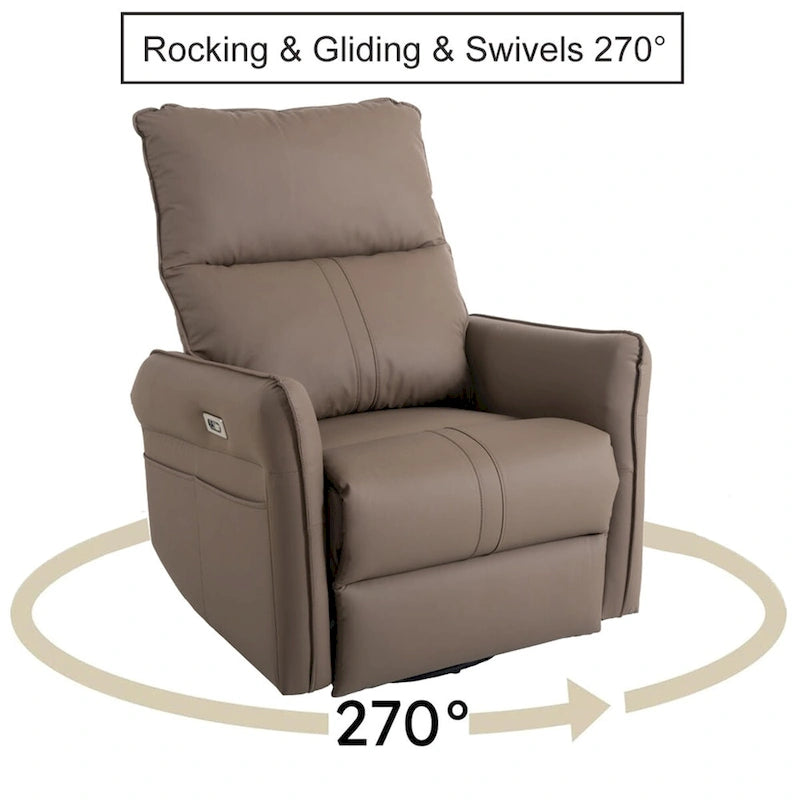 Fauteuil inclinable, pivotant et basculant 270 avec ports de chargement USB