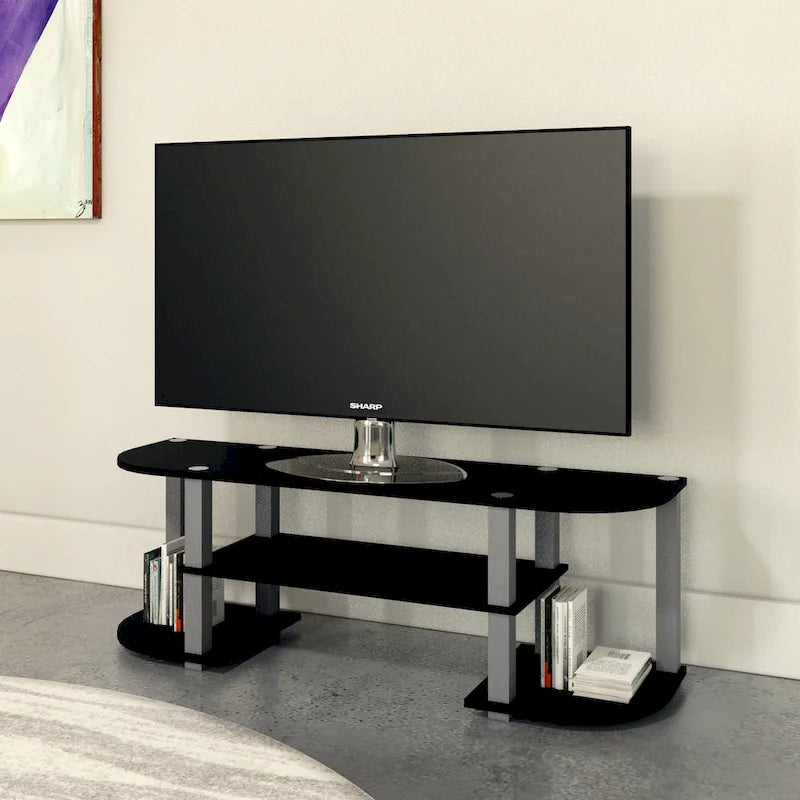 Meuble TV large avec étagères ouvertes, centre de divertissement, plusieurs options de couleur