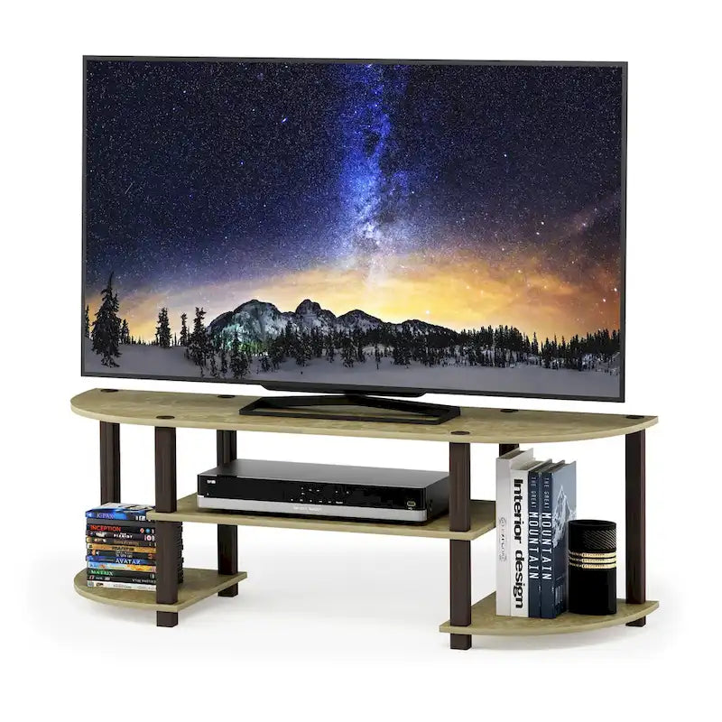 Meuble TV large avec étagères ouvertes, centre de divertissement, plusieurs options de couleur