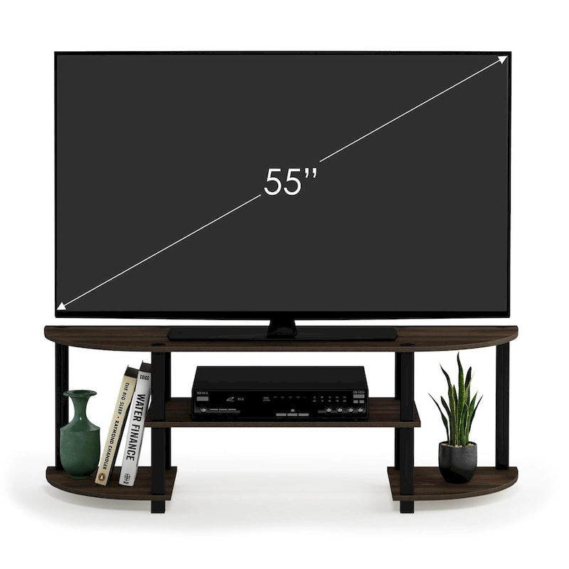 Meuble TV large avec étagères ouvertes, centre de divertissement, plusieurs options de couleur