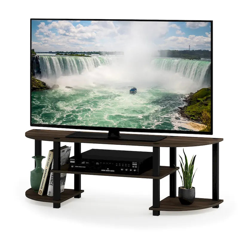 Meuble TV large avec étagères ouvertes, centre de divertissement, plusieurs options de couleur