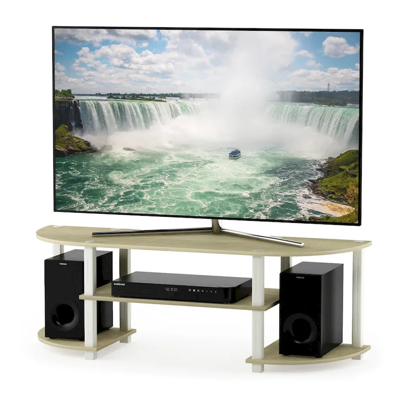 Meuble TV large avec étagères ouvertes, centre de divertissement, plusieurs options de couleur