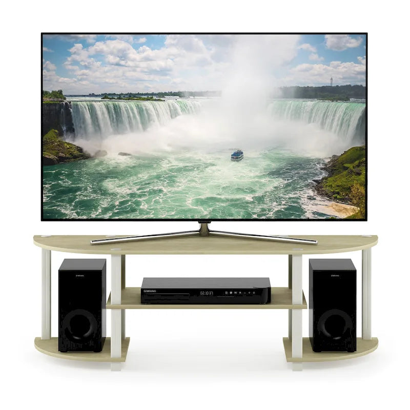 Meuble TV large avec étagères ouvertes, centre de divertissement, plusieurs options de couleur